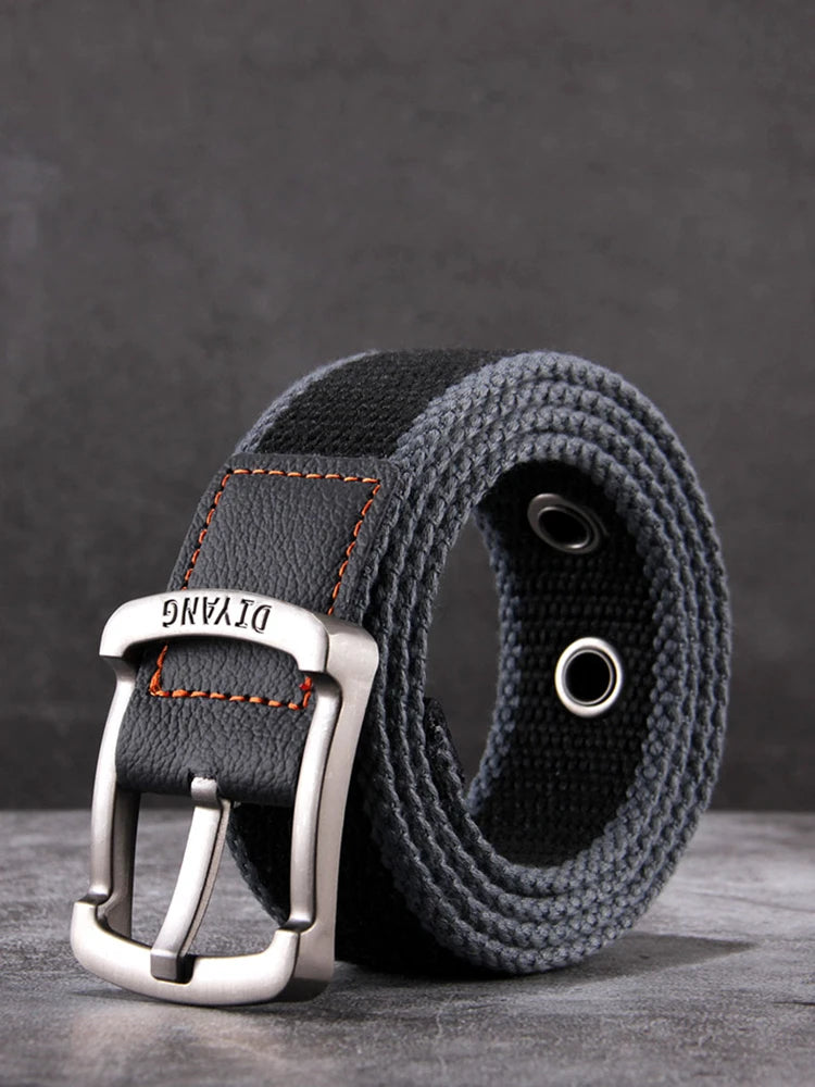 Belt, men's canvas buckle belt, casual work pants belt, young people's trend pants belt, versatile student trend fashion belt