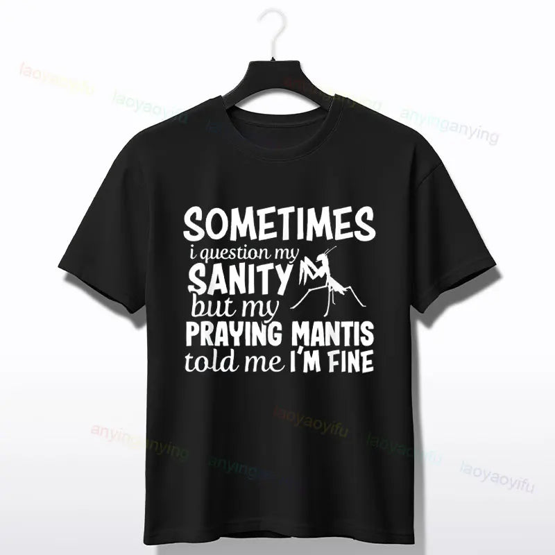 Praying Mantis Insects Bug Love Praying Mantis- Retro T-Shirt 100% Cotton Short Sleeve O-neck Tee Humor Style Design Casual Wear