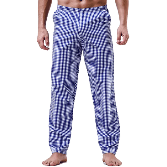Pajama Pants Men's Pants Pure Cotton Home Pants Thin Summer Loose Plaid Cotton Home Pants Spring & Fall Air-Conditioned Pants