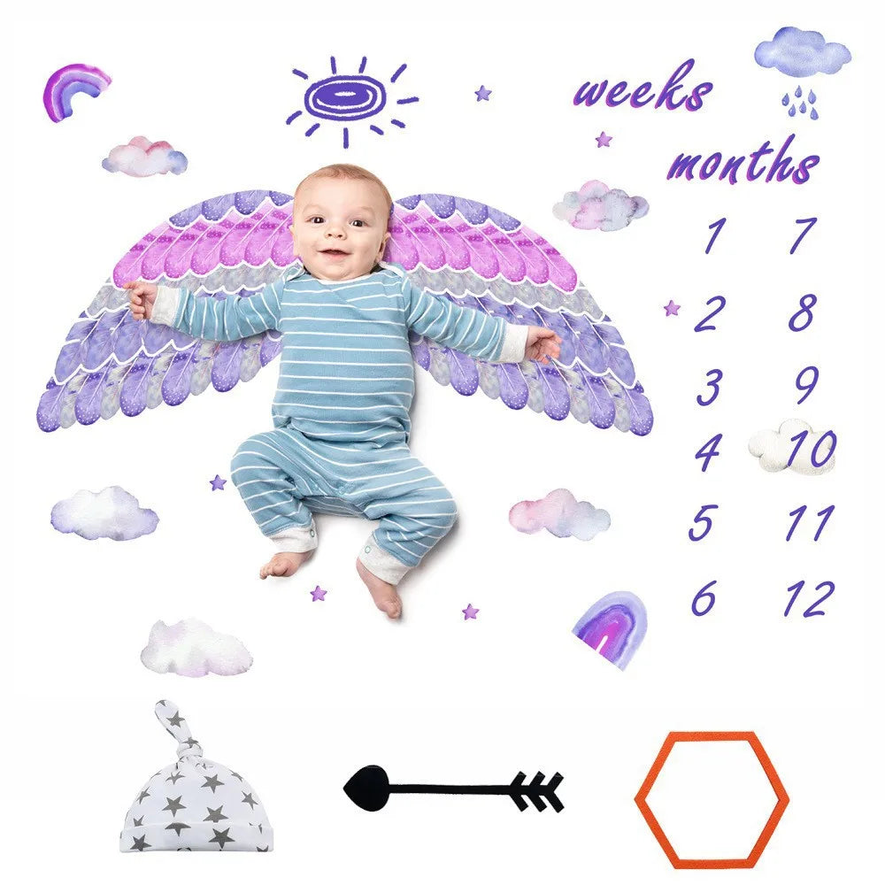 Baby Photography Mats Background Cloth Growth Commemorative Blanket Baby Milestone Flannel Blanket Newborn Photography Blanket