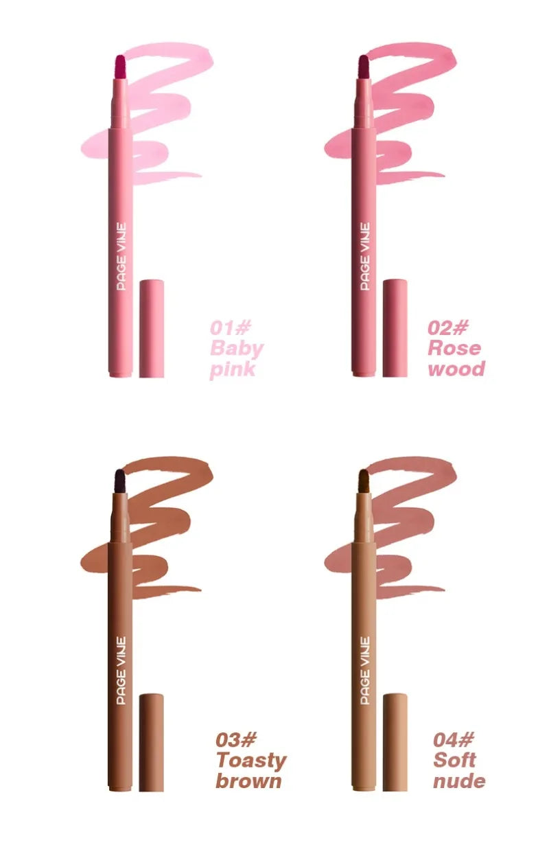 Matte Velvet Lipliner Pencil Red Nude Contour Tint Lipstick Waterproof Lasting Non-stick Cup Moisturising Lip Contour Pen Makeup