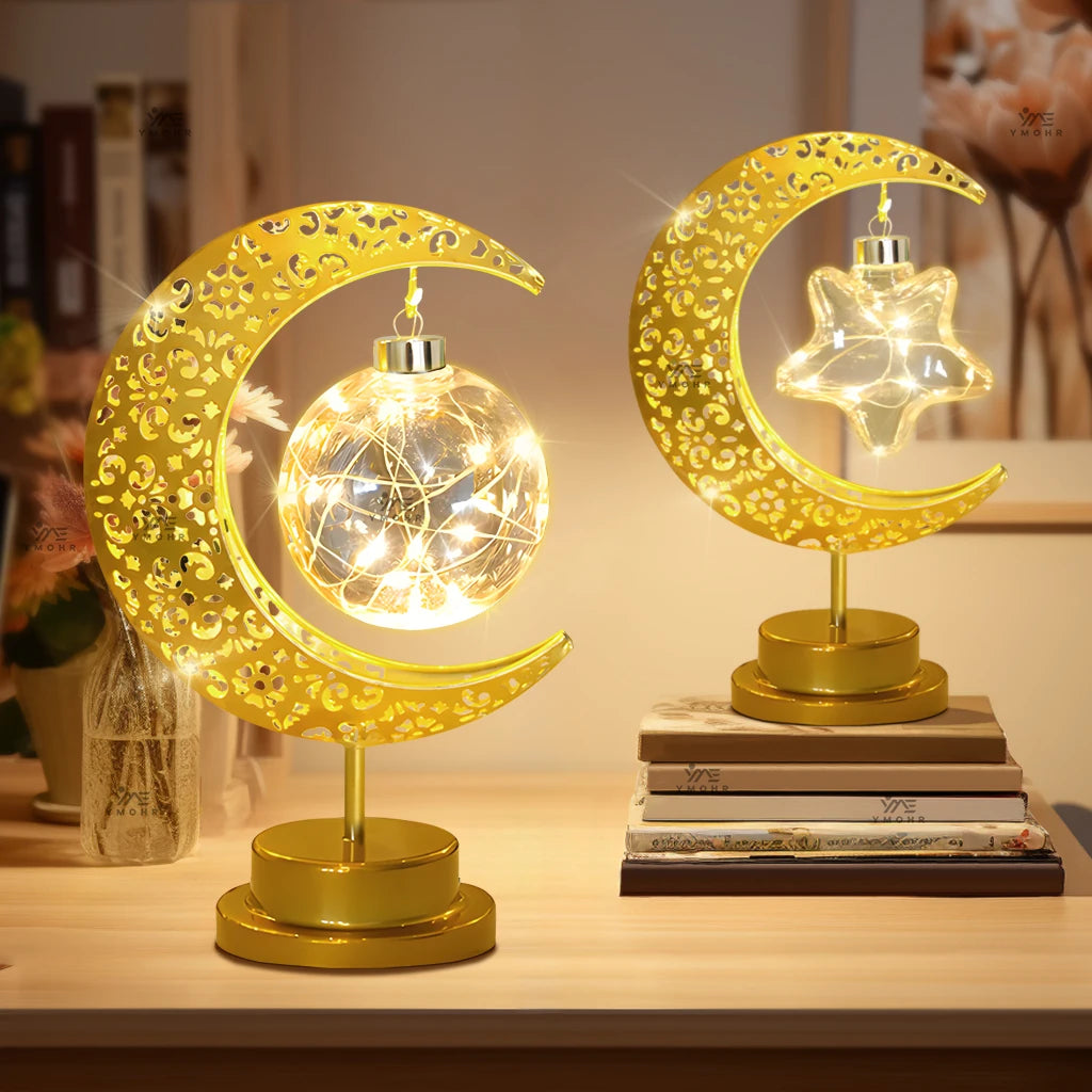 Ramadan Decorations Star Moon Light LED Eid Mubarak Lantern For Home Festival Eid Gift Lslamic Muslim Party Supplies Night Light