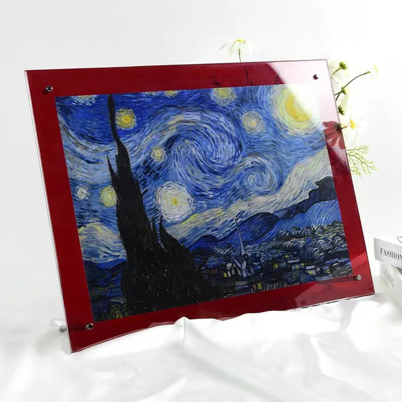 Acrylic Picture Frames,Color Desk Picture Frames with Stand,Modern Frameless Floating Frame for Desktop Display Gift Home Office