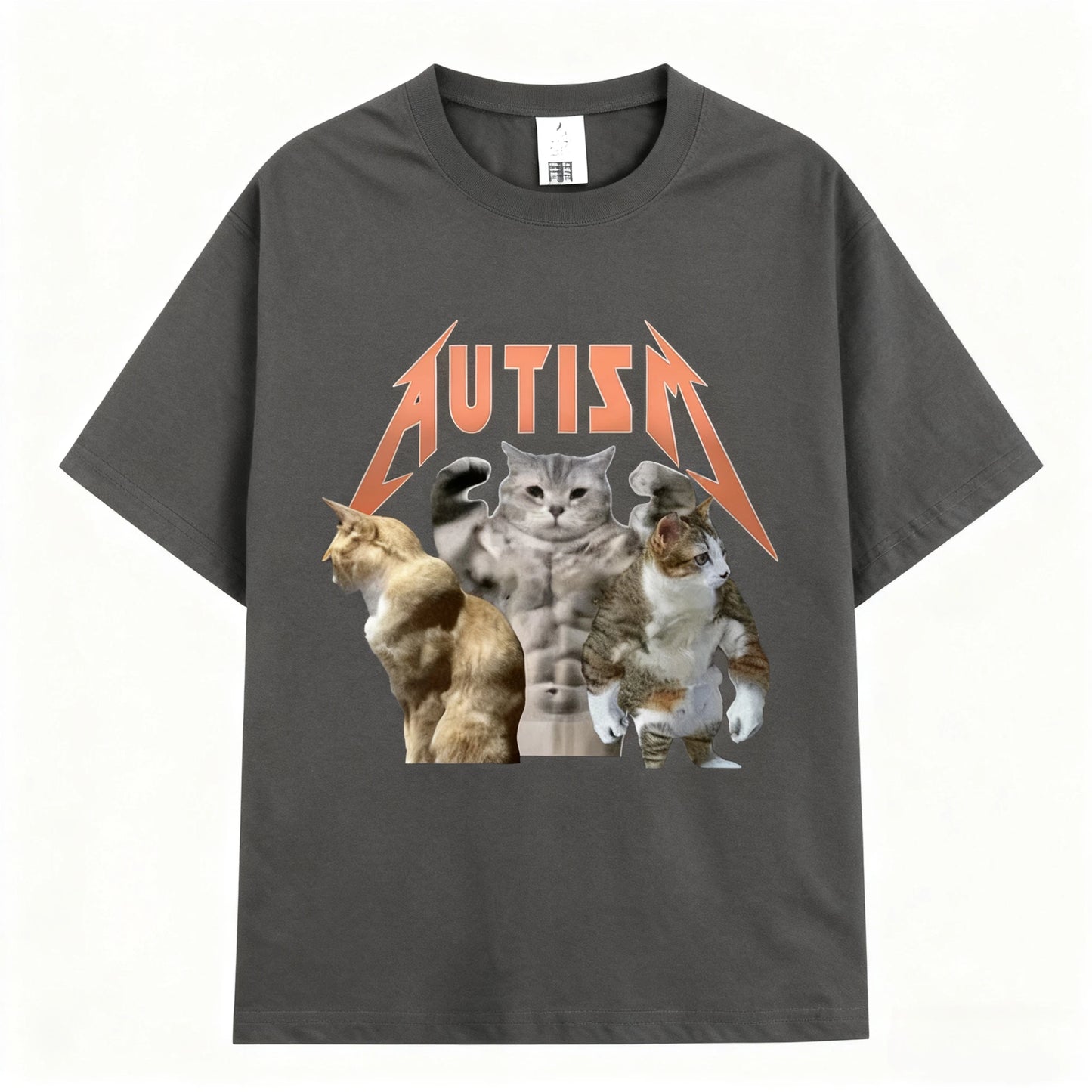 Autism Fitness Cat Funny T-shirt Unisex Muscle Cat Cool Humour Leisure Breathable Short Sleeve T Shirts Print O-collar Tees