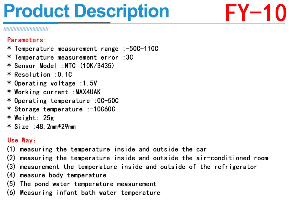 Mini LCD digital thermometer used for freezer temperature - 50-110℃ refrigerator thermometer indoor and outdoor waterproof probe