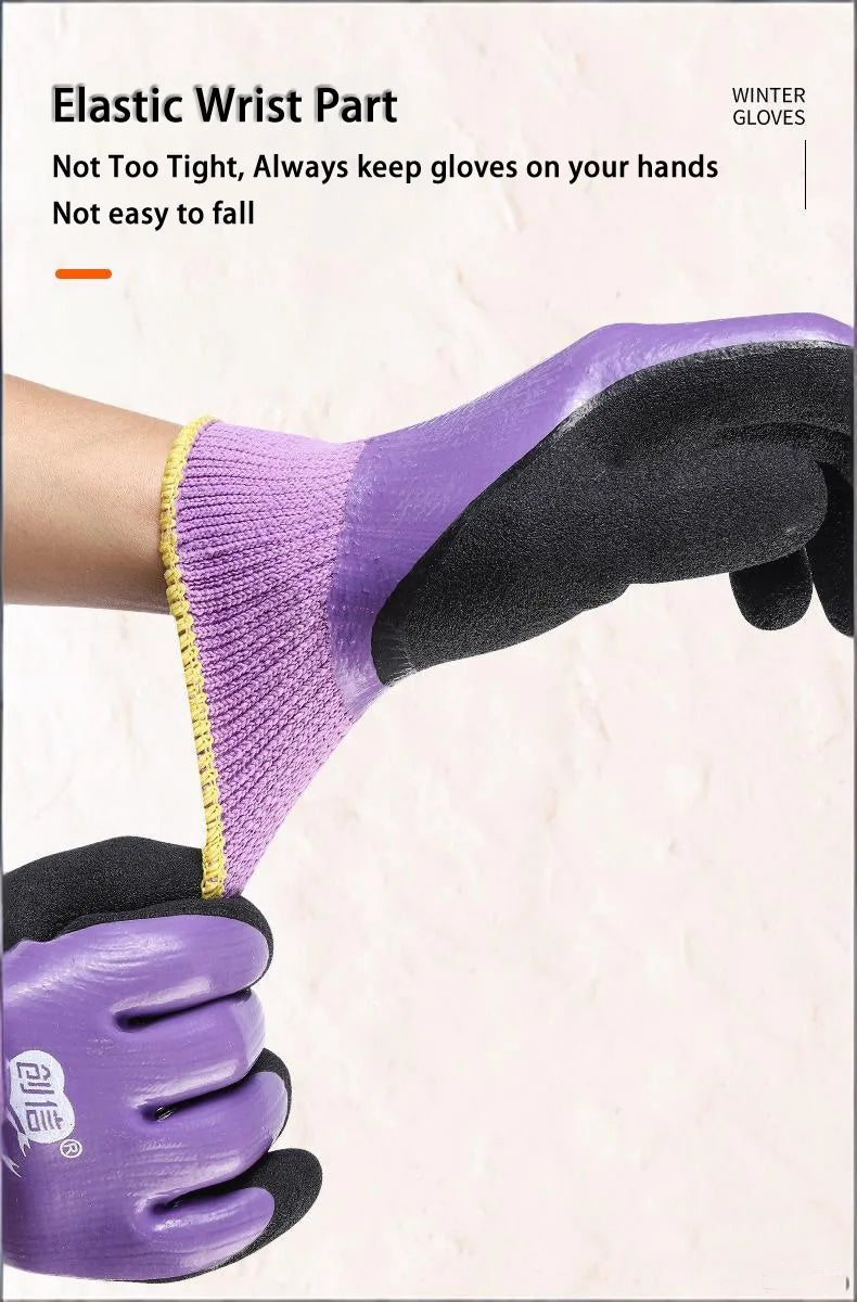 Women's Mittens Winter Thermal Work Gloves Anti-Slip Waterproof Latex Coated Warm Gloves For Garden Fishing Work Safety Gloves