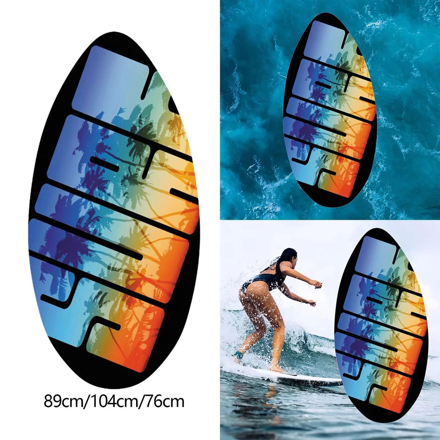 Skimboard for Beach Lightweight Durability Wooden Water Surfboard Wood Body Board for Beginners Teenagers All Skimming Kids