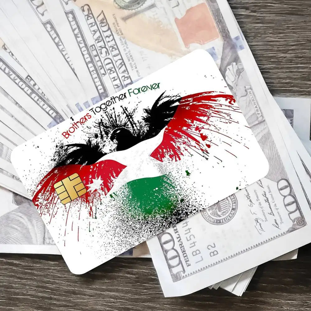 Palestine Flag Poster Credit Skin Cover Card Stickers 4PCS Film Bus Pass Front Decoration Bank Debit Waterproof