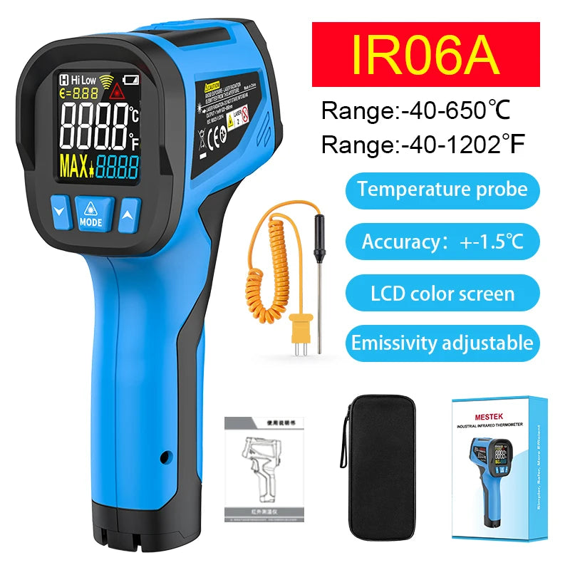 Infrared Thermometer 600~800°C Kitchen Digital Laser Temperature Meter Non-contact Pyrometer Food BBQ Heat meter Thermal imager