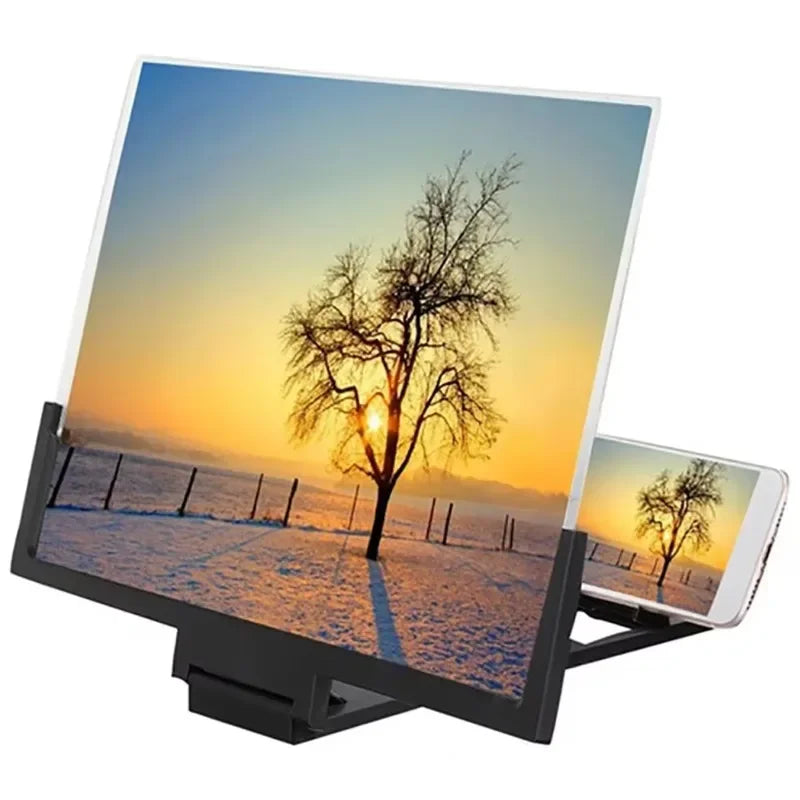 12-14" Screen Magnifier for Cell Phone Stand Magnifying Projector Screen Enlarger Expander for Movies, Videos, and Gaming