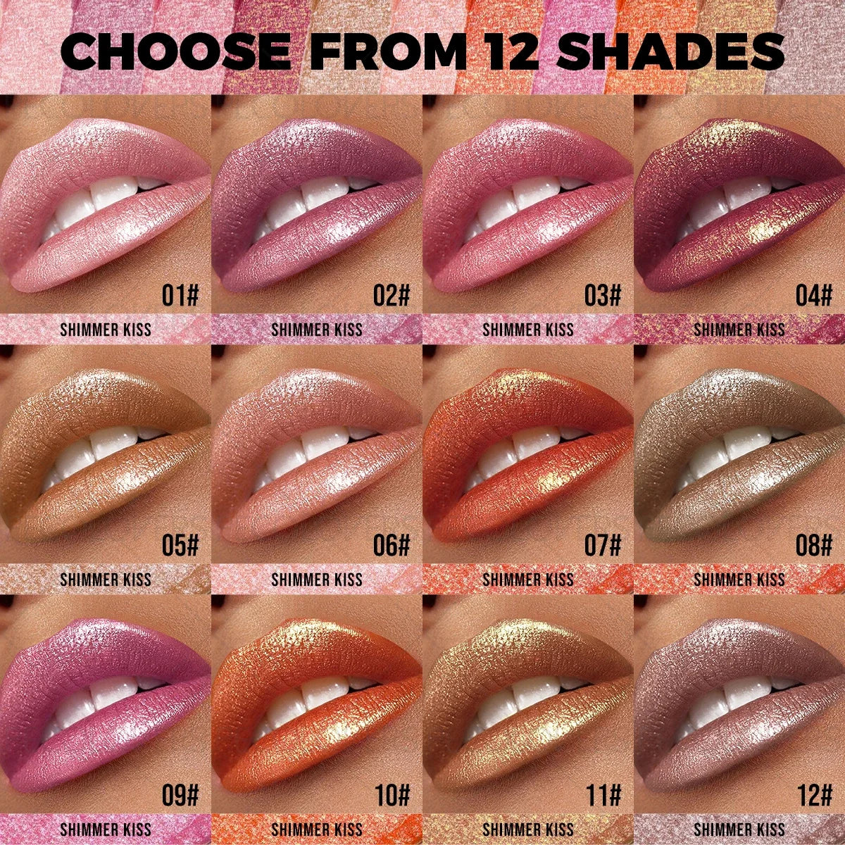 1pc Sparkling Pearlescent Lipstick,  Long-Lasting, Shimmering Glitter Finish, Ideal for Music Festivals & All Skin Types