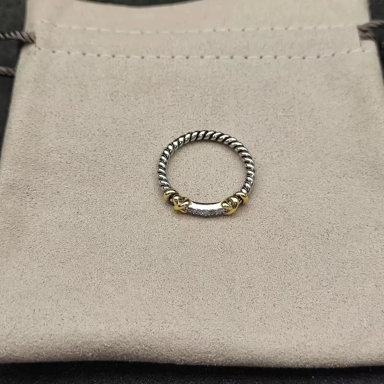 S925 Sterling Silver New Style Gold Wire Edging Ring Neutral Temperament Fashion Personality Trend Simple Retro Luxury Jewelry