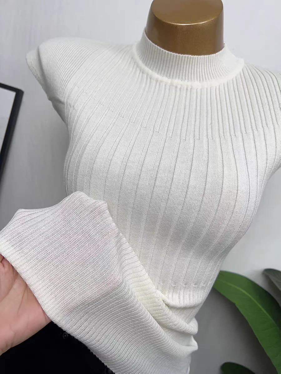 Summer Ribbed Knitted Sexy Women Tops Fashion Turtleneck White Black Tshirt Casual Sleeveless Vest Women's Tank Top Clothing