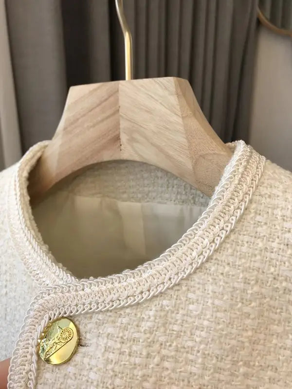 2025 New Early Spring Women's Tweed Suit Short Wool Coat Over Spring Autumn