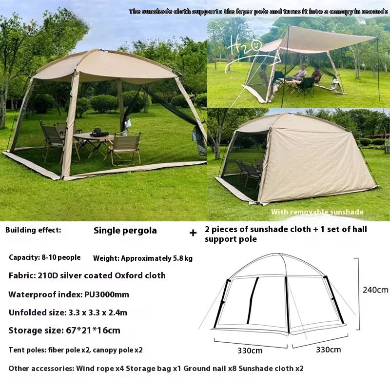 Outdoor Large Tent Canopy Sunshade Netting Portable Mosquito-Proof Tent Beach Camping Gazebo