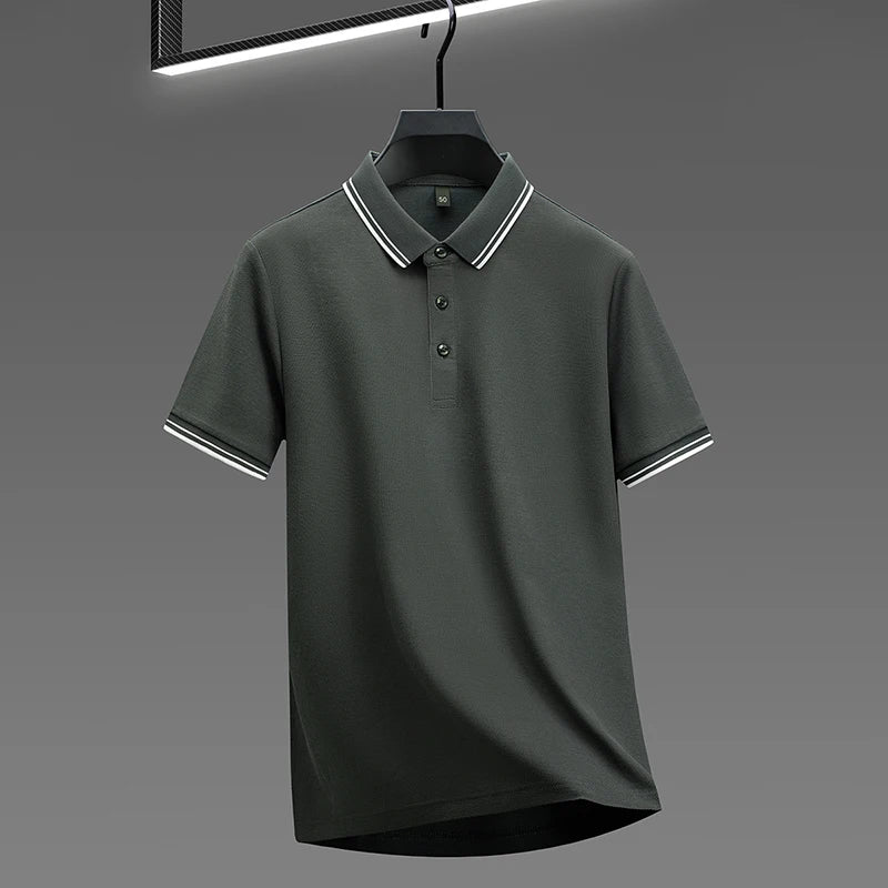 100% pure cotton men's polo shirt summer fashion casual short sleeved comfortable luxury new simple solid color lapel T-shirt