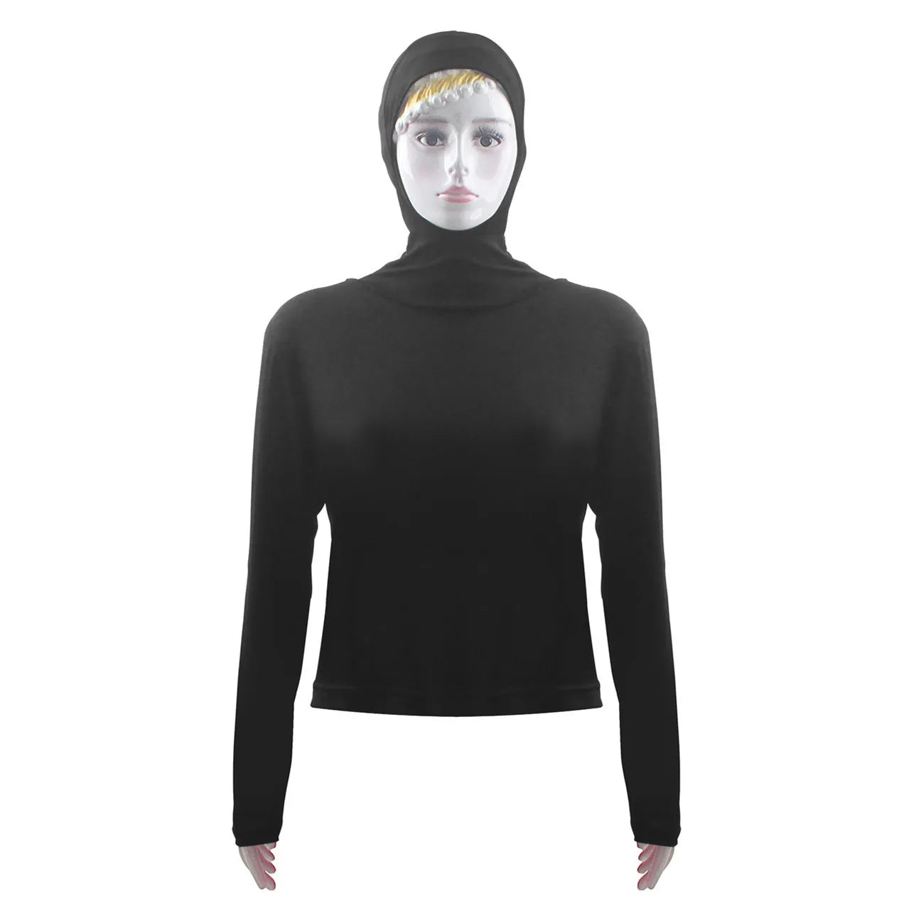 Summer Women Long Sleeve Hooded Top Shirt Sun Protection Tops Tee Stretch Swim Plain Hooded Pullover Tops Sunscreen Swim Wear