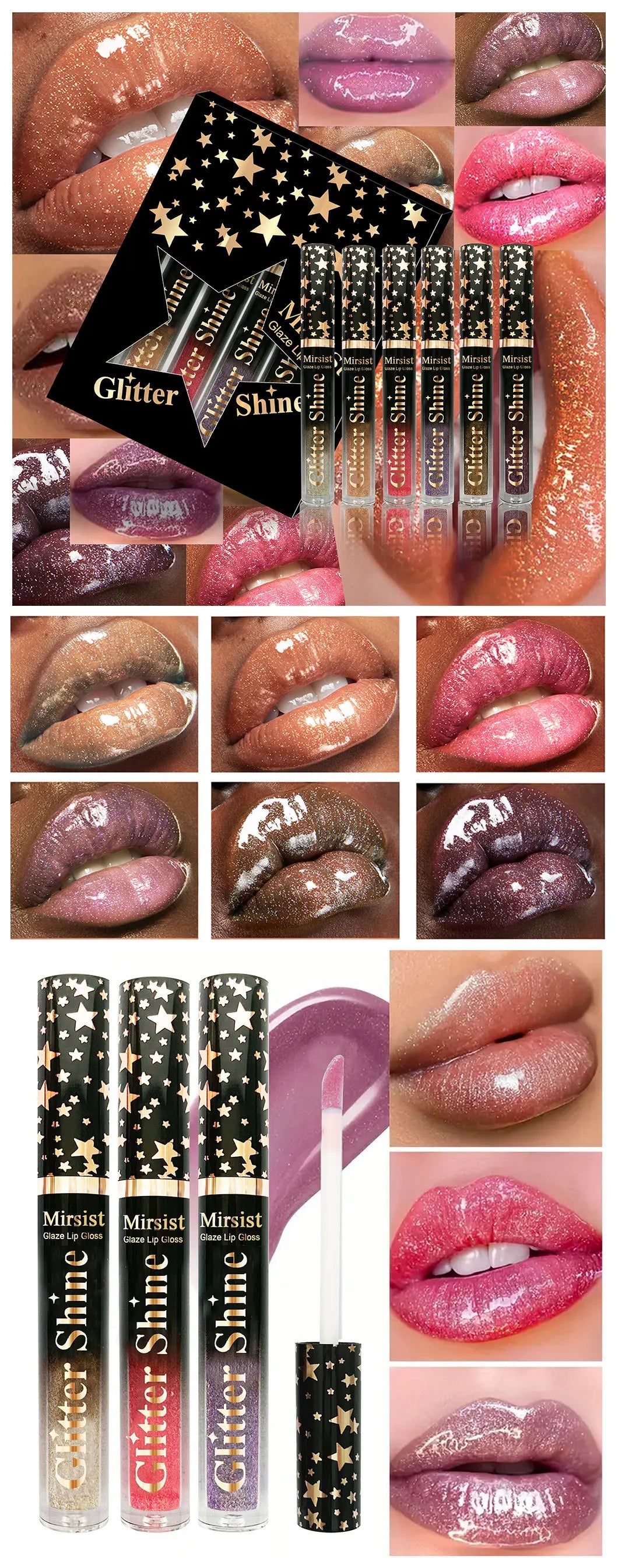 6pc Moisturizing Pearl Lip Glaze Set Watery Hydration Lip Gloss Transfer Resistant Long Lasting Vivid Color Liquid Lipstick