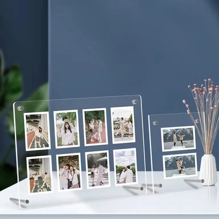 Acrylic Polaroid Frames,Clear Desk Floating Picture Frame for Fujifilm Instax Film,Family and Wedding Collage Picture Frames