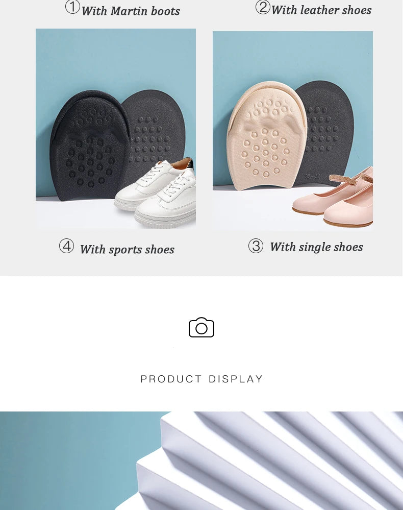 Forefoot Pads for Women High Heels Half Insoles Forefoot Anti-Slip Pain Relief Insert Shoe Size Reduce Filler for Too Big Shoes