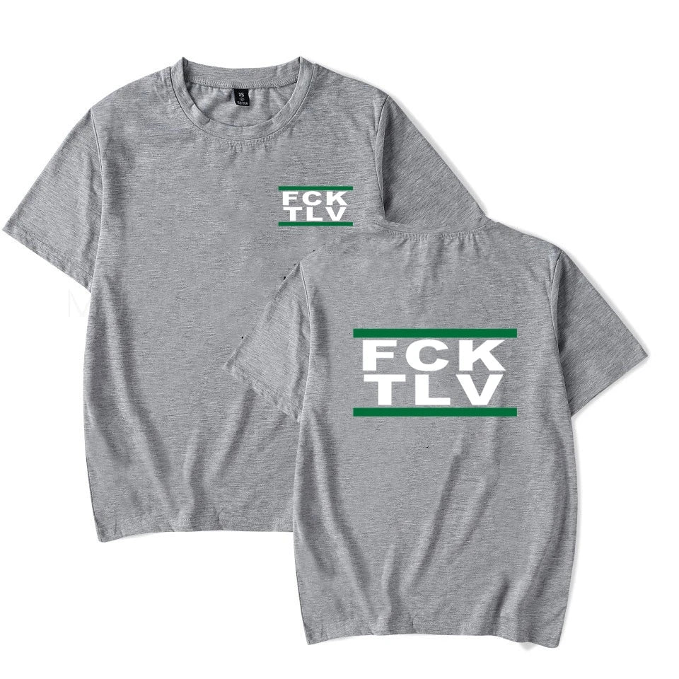 Summer Tops Printed FCK TLV T shirts Crew Neck Casual Tops Men Women Short Sleeve T-Shirt 4XL