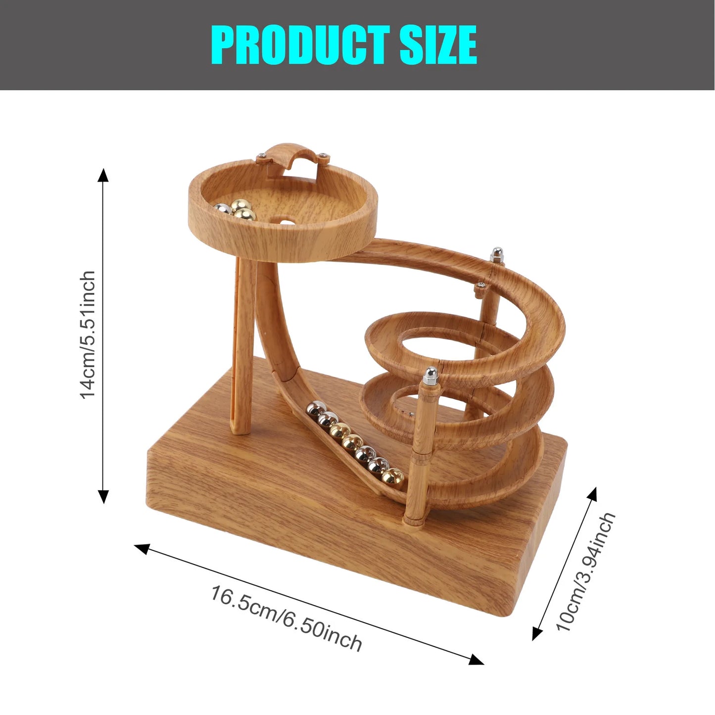 Kinetic Art Perpetual Motion Machine Ornament Desk Non Stop Rolling Ball Toy Science Physics Gadget Desktop Decoration