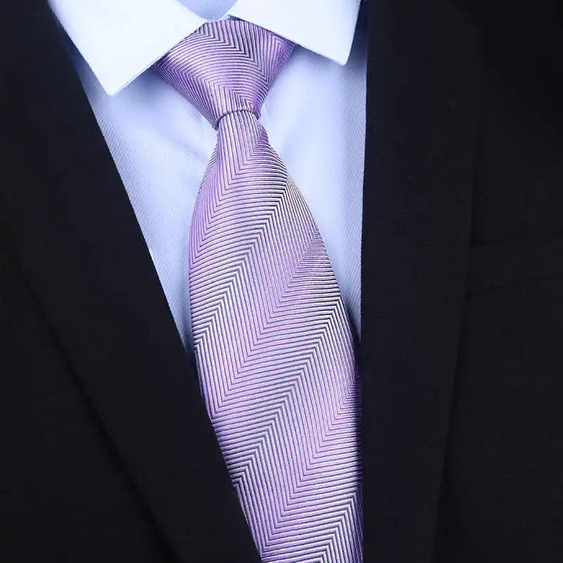 High Quality 100% Real Silk Tie For Men's Business Banquet Formal Shirt Accessories With Fashionable Striped Pattern 8CM Necktie