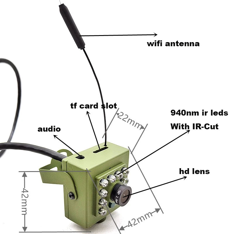 Camhi Green Wifi Bird Box Camera Kit RTMP Live Audio 1920P 1080P IR CUT Night Vision RTSP FTP Mini IP IPC Pet Nest Bird Watching