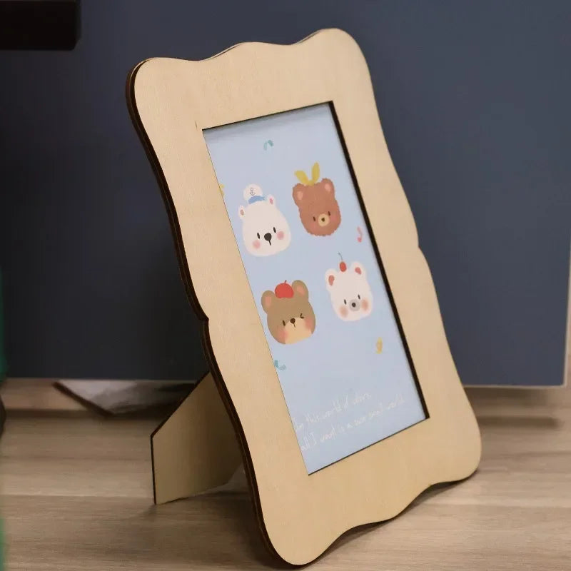 DIY Wood Picture Frames Solid Wood Photo Picture Frames Ornaments Standing Wooden Frames DIY Paintings Crafts Album Decoration