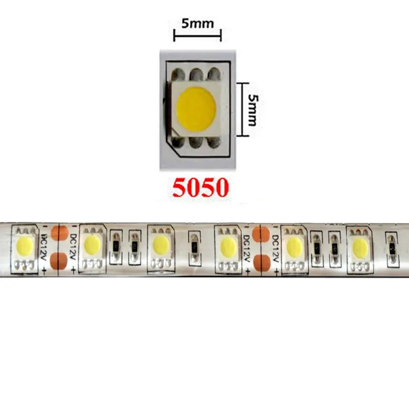 LED Strip 5050 5630 2835 RGB Lights 12V 5M Flexible Home Kitchen Decoration Lamp Waterproof 300 LED Tape Diode Ribbon 60LEDs/M
