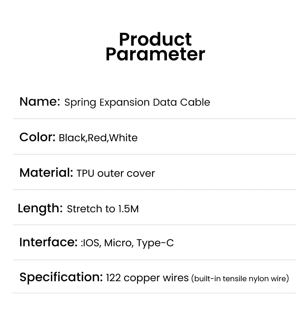5A Fast Charging Spring Data Cable Retractable USB C To Type C Cable for Huawei Xiaomi Redmi Phone Charger USB Type C Cable