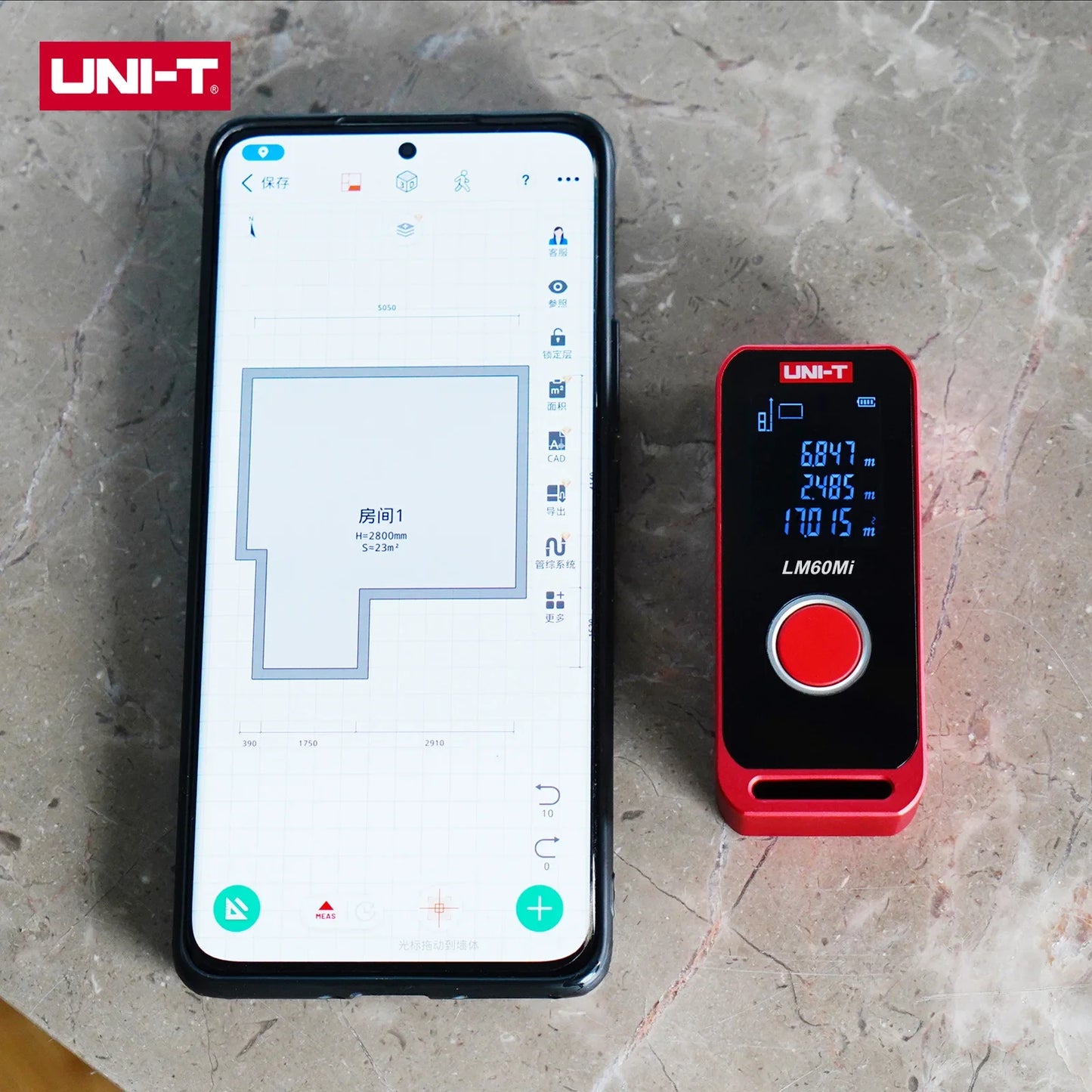 UNI-T Mini Laser Distance 40/60m Range Rechargeable 3.7V Wall Area/Volume/Circumference Measurement LM40Mi LM60Mi