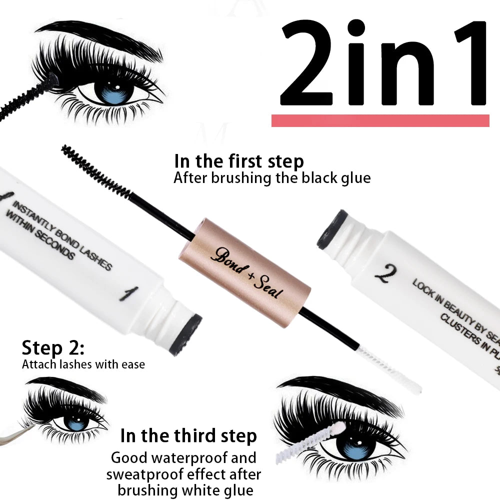 Lasting Eyelash Glue Balm Double-headed Black Mascara Glue Long-lasting Set Eyelash Brush Fast Drying Eye Lash Extension Makeup