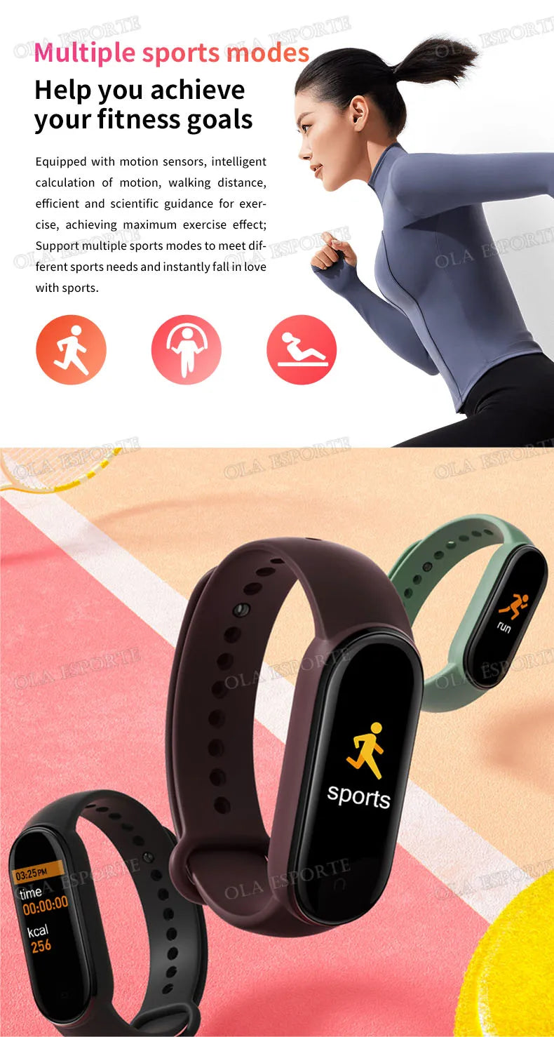 For Men Women Smart Watch Heart Rate Sleep Monitoring Fashion Waterproof Sports Bracelet Full Touch Screen Multiple Sports Modes