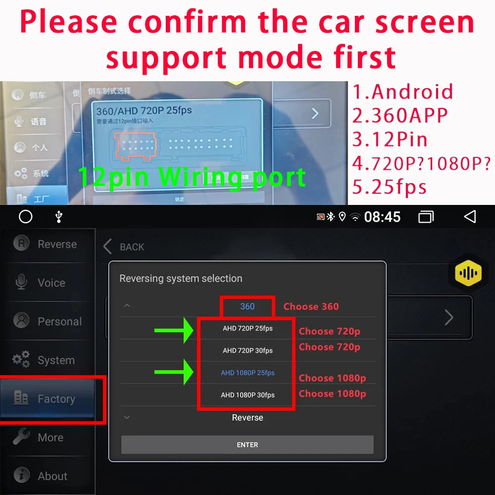 1080P 360° Panoramic Camera  HD Rear / Front / Left / Right 3D 360 Bird View Panoramic Accessories For Car Android Radio