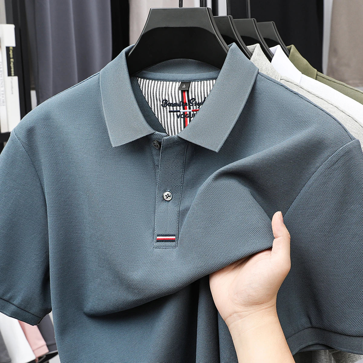 100% pure cotton T-shirt summer new men's fashionable short sleeve comfortable breathable polo shirt exquisite solid color top