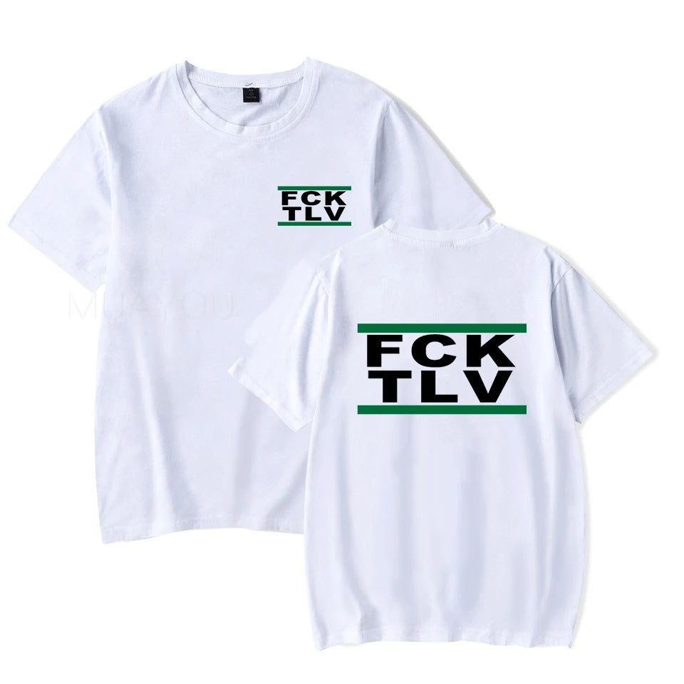 Summer Tops Printed FCK TLV T shirts Crew Neck Casual Tops Men Women Short Sleeve T-Shirt 4XL