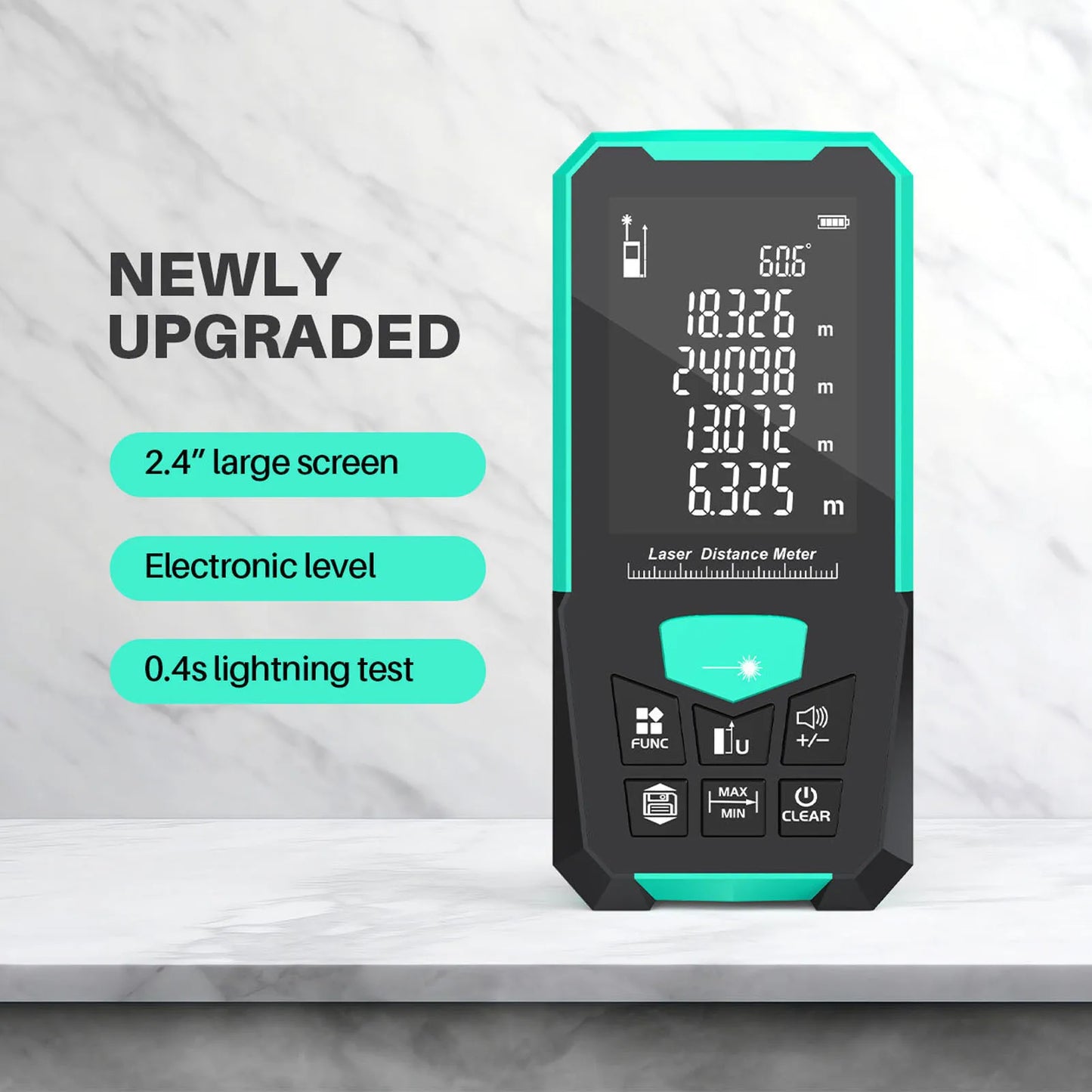 Distance Measure Large Backlit Display Meter 50M Compact Measurement Tool Device USB Rechargeable Voice Broadcast Distance Meter