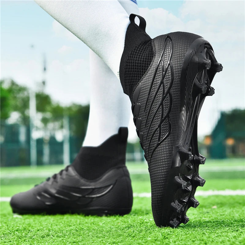 Superfly FG Football Boots Outdoor Soccer Cleat Black Shoes Soft Sport Professional Shoes Breathable Comfortable Boots Plus Size
