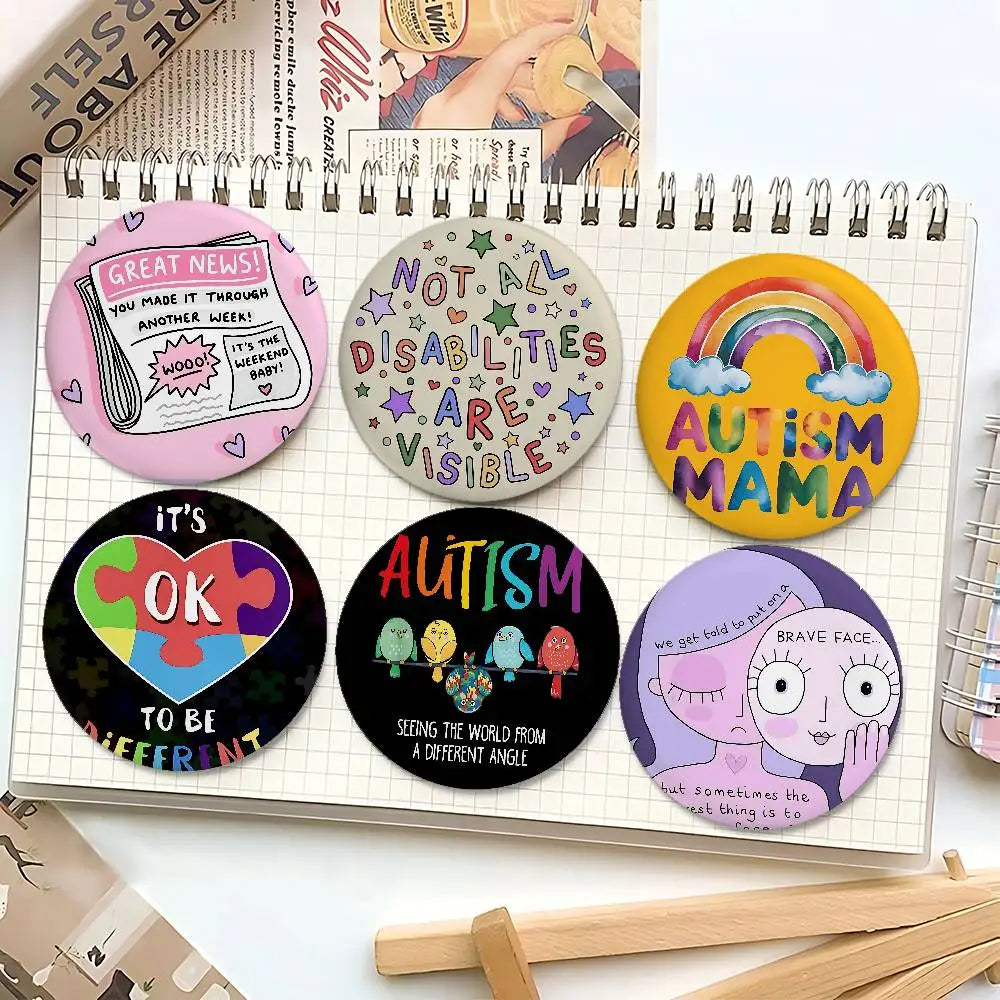 Autism Acceptanc Creative Slogan Badges Tinplate Soft Button Pin Brooch Metal Badge Custom Jewelry Accessories Hat Bag Lapel