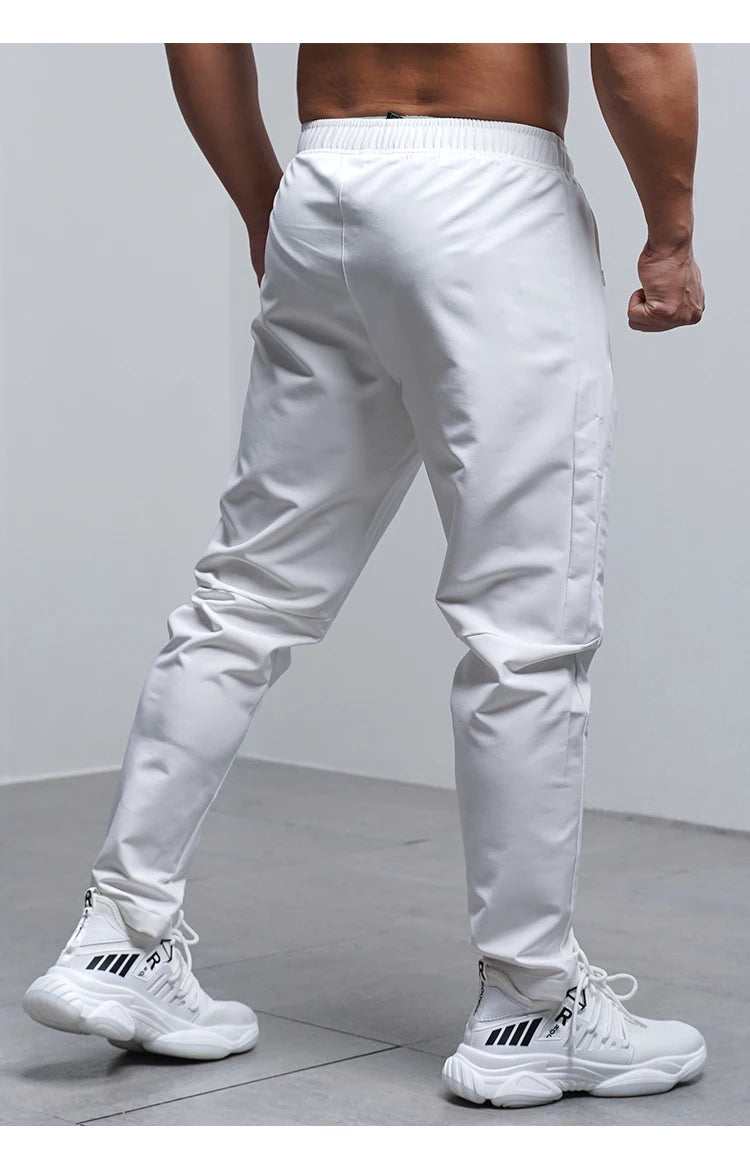 Breathable Loose Running Pants Men Autumn Winter Sport Training Gym Sportswear Elastic Waterproof Outdoor Zip Pocket Sweatpant