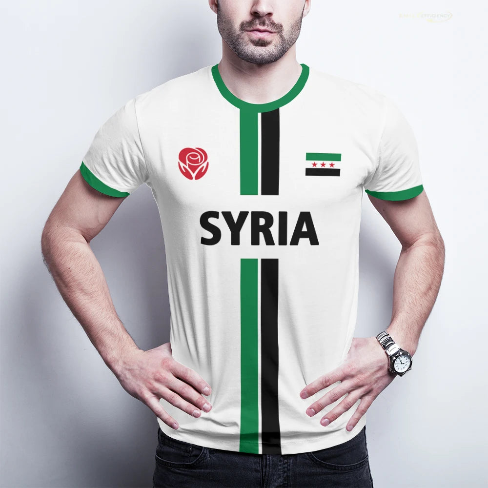 Syria Football T-Shirt Summer Sports Breathable Quick-drying Men's Tops Syrian Flag Map Print Short Sleeve Jersey Kid's Clothes