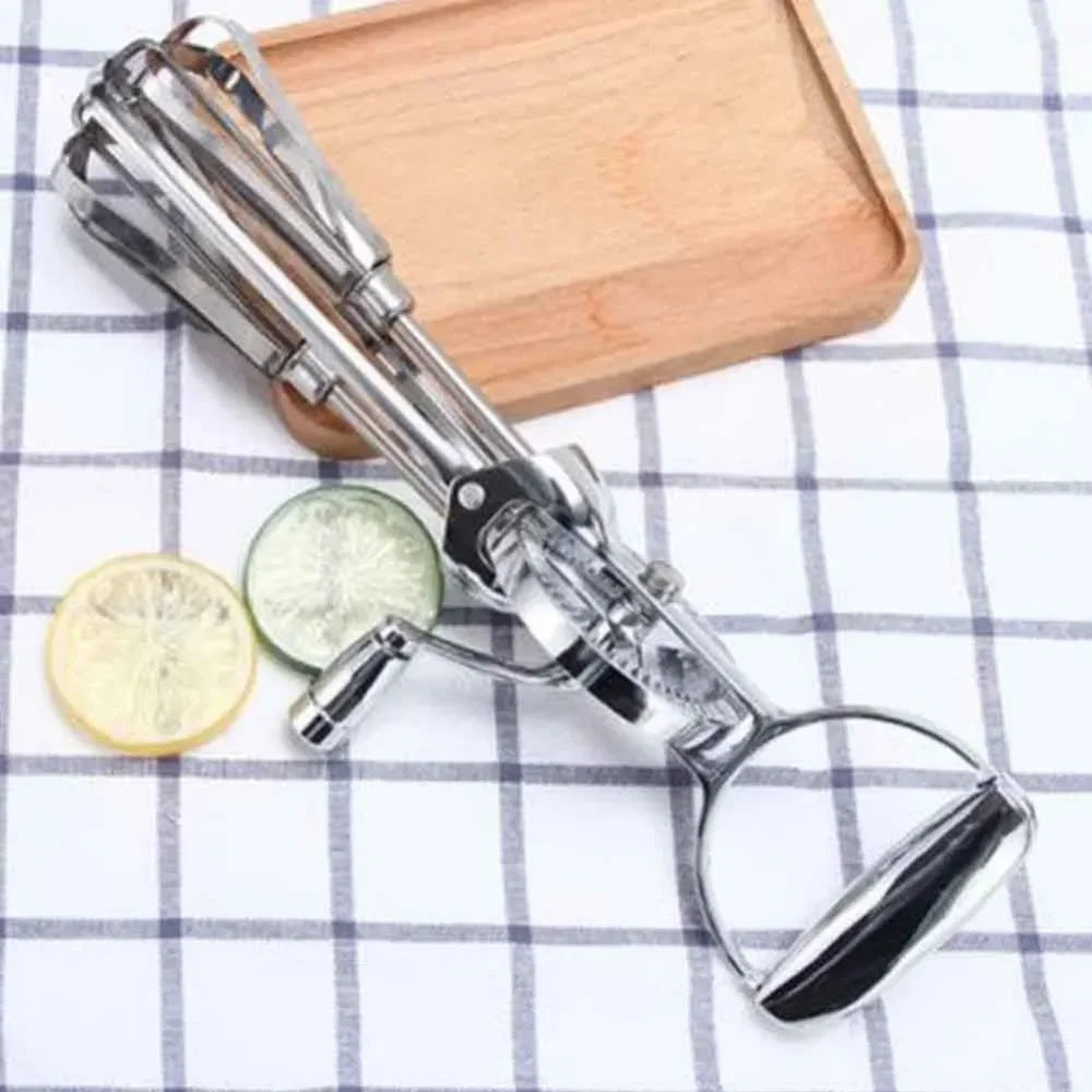 Manual Hand Crank Egg Beaters Double Heads Egg Whisk Multi-Purpose Time-Saving Food Blender Mixer Kitchen Tool Stainless Steel