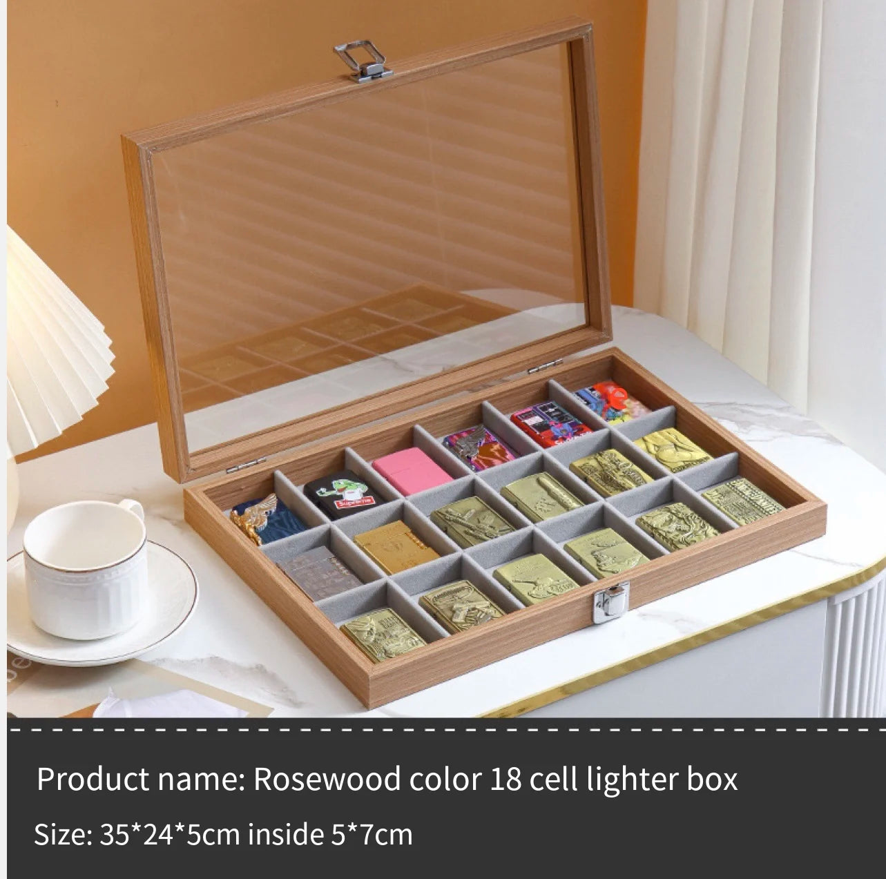 Lighter Storage Box Lighter Holder Display Box Windproof Lighter Display Stand Transparent With Lid Dustproof Large Capacity