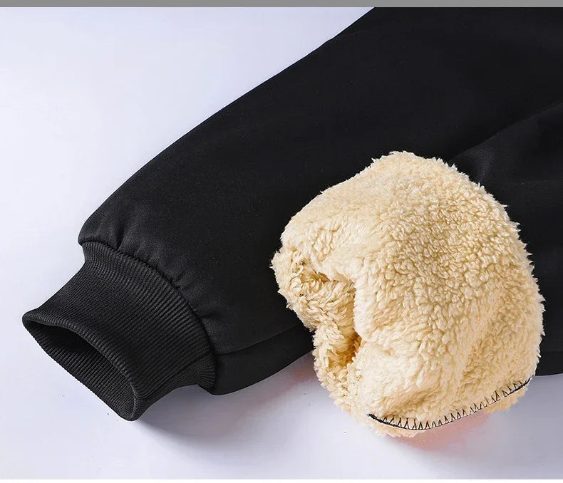 Pants for Men in Autumn and Winter, Thickened with Fleece for Outerwear, Casual Pants, Warm Lamb Wool Sports Sweatpants