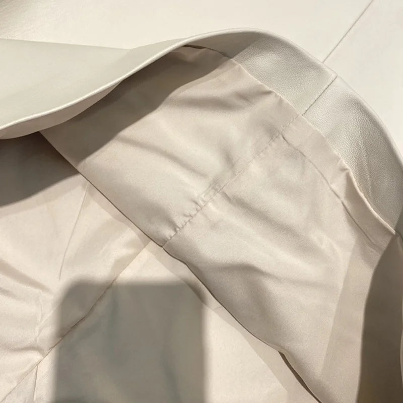 Genuine Leather Tops for Women 2025 Spring/Summer Short Straight Sleeve Round Neck Pullover Shirts & Blouses Thin Suede Blusas
