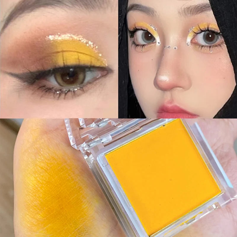 Matte Green Yellow Monochrome Eyeshadow Palette Natural Color Rendering Powder For Delicate Eye Contouring Brightens Makeup