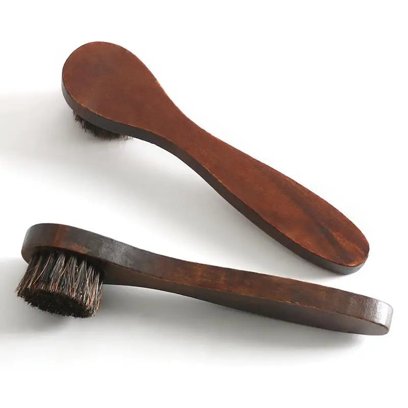 Long-handled Horse Hair Shoe Brush Soft  Leather Cleaning Brush  Round Head Shoe Cleaner Household Cleaning Brush Shoes Cleaners