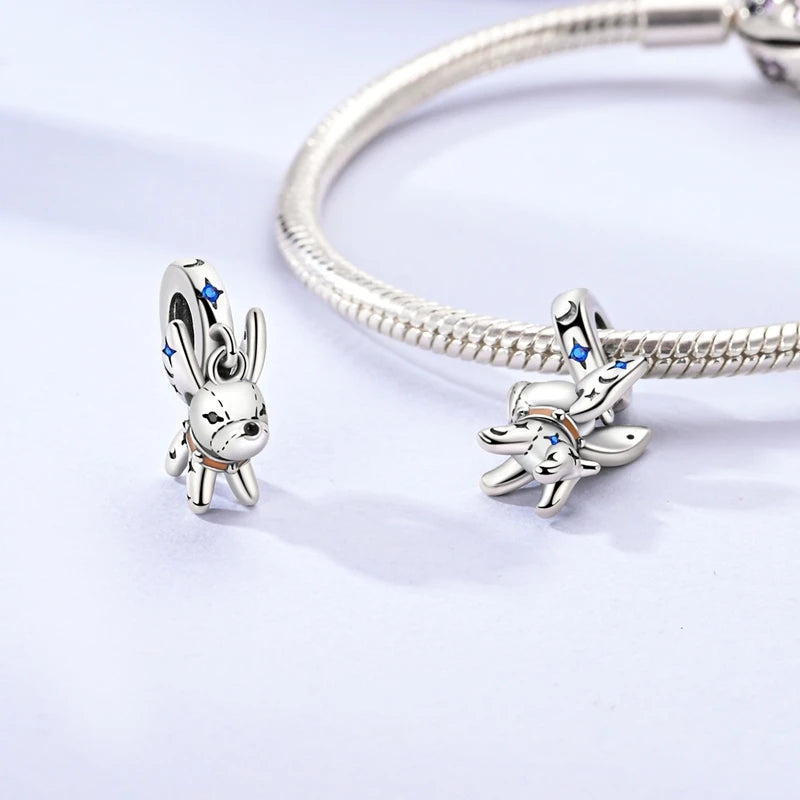 925 Sterling Silver Girl Holding Dog Charms Beads Fit Original 925 Bracelet Making Gift for Woman Jewelry Diy Fashion Pendant