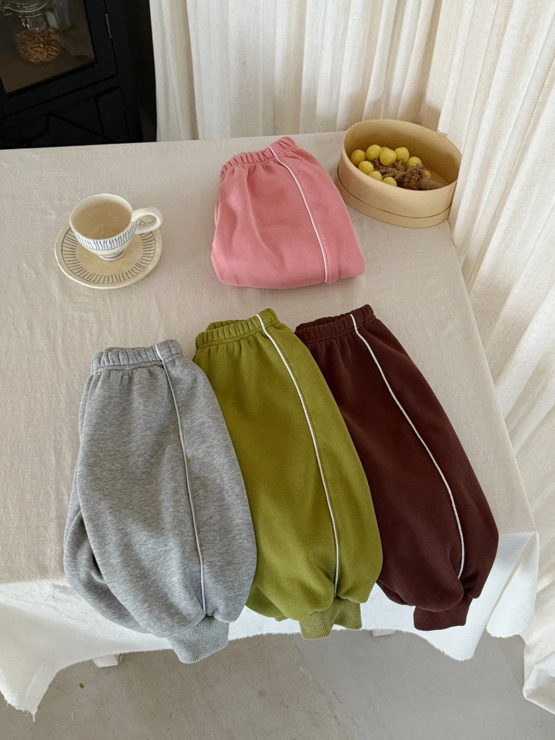 2025 Winter New Children Casual Pants Plus Velvet Thick Girls Fleece Sweat Pants Solid Kids Boys Warm Trousers Baby Clothes